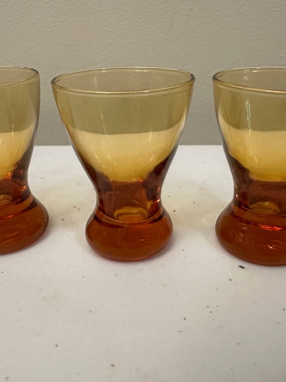 Mid century amber shot glasses (3) MCM